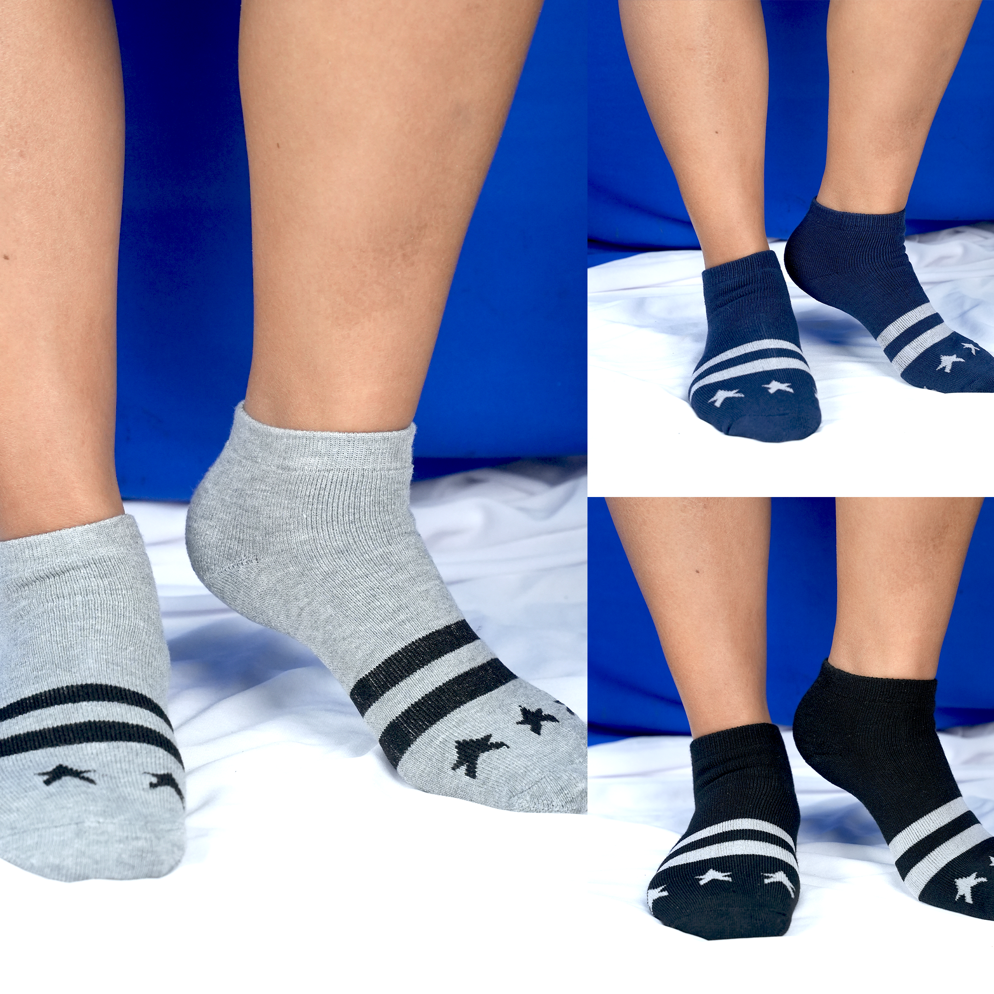 Winter - Unisex Ankle Socks - Star Line - Set of 3