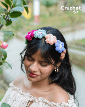Multiple Flower Hairband - Crochet