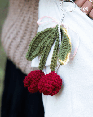 Red Flower Key Chain - Crochet