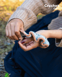 Light Blue Brown Scrunchies - Crochet
